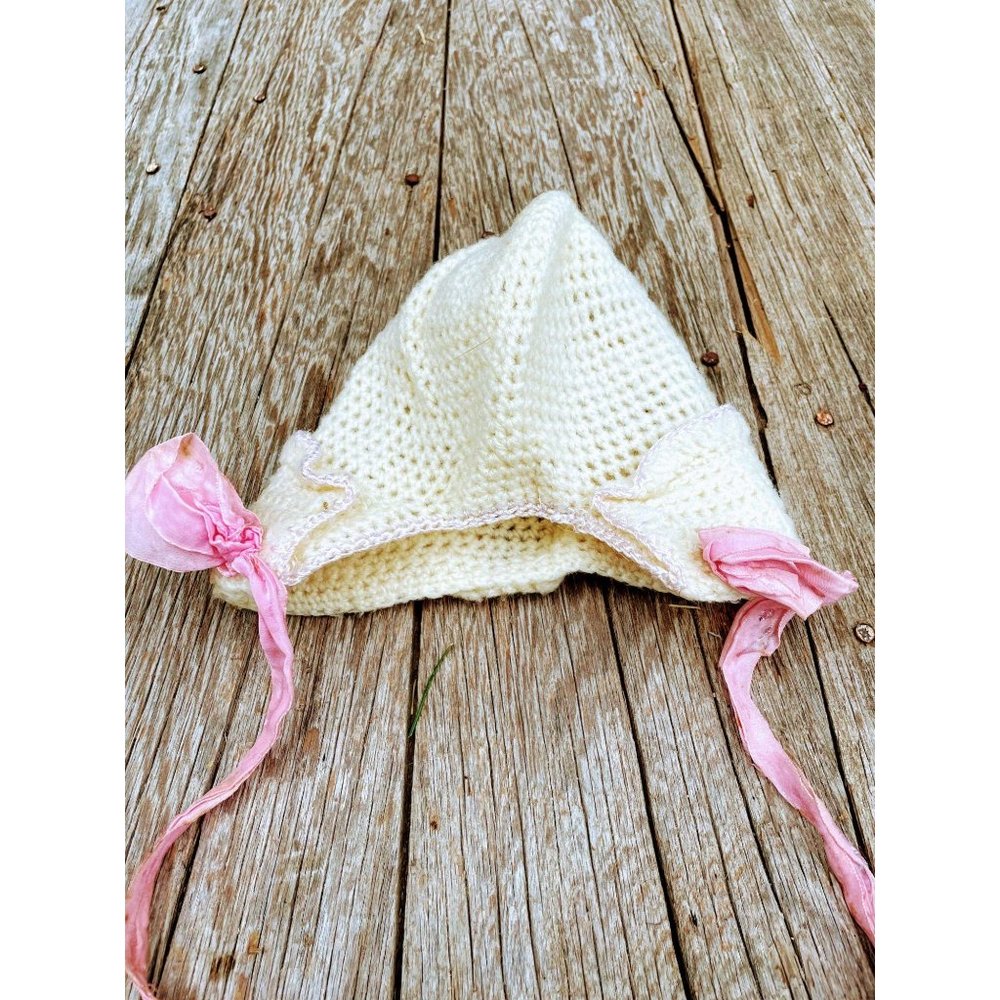 Antique lot crochet baby hat Wool/cotton - Picture 15 of 16